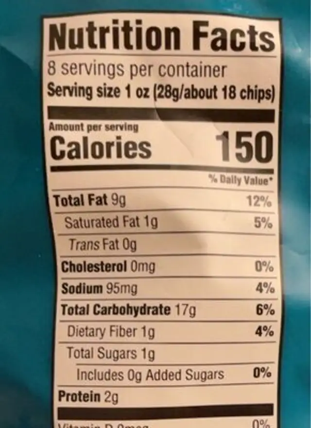 Good & gather sea salt kettle cooked potato chips nutrition facts table