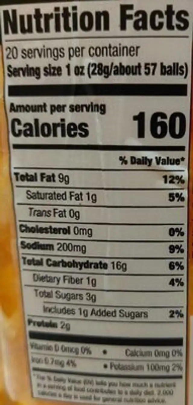 Hyde and eek! jack o' lantern cheeseballs corn snacks nutrition facts table
