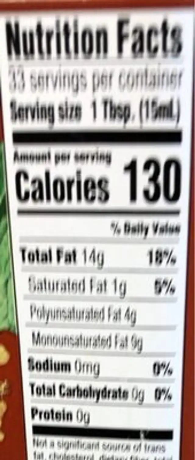 Good & Gather tefined organic canola oil nutrition facts table
