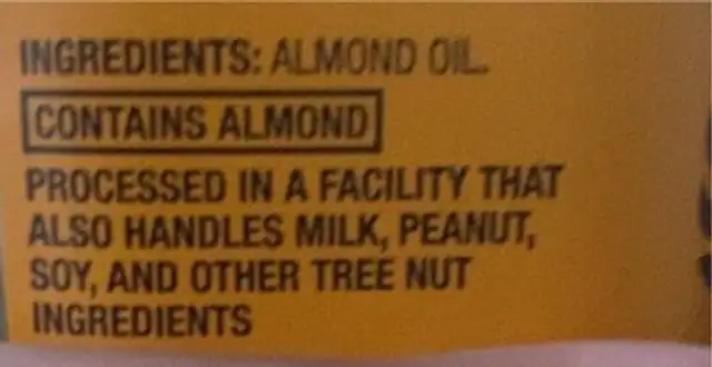 Almond oil nutrition facts table