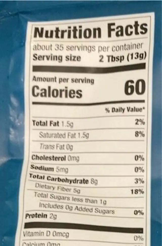 Coconut Flour nutrition facts table
