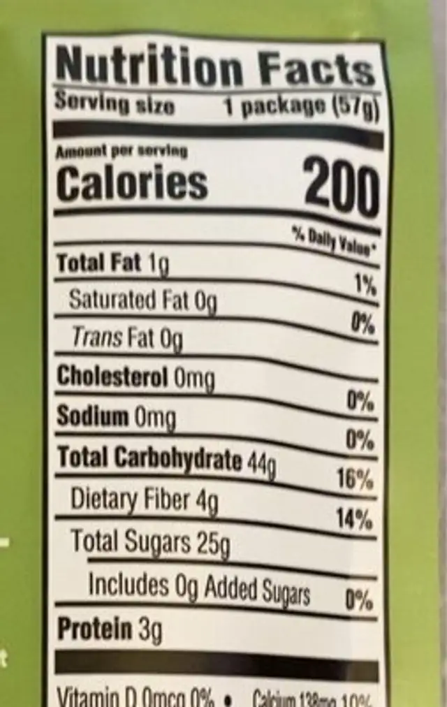 Good and Gather organic unsweetened dried kiwi nutrition facts table