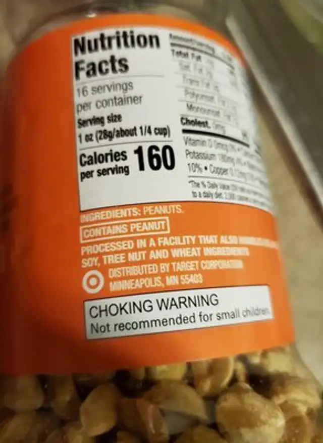 Unsalted dry roasted peanuts ingredients label