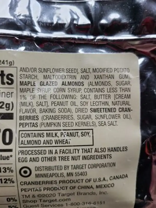 Unknown ingredients label