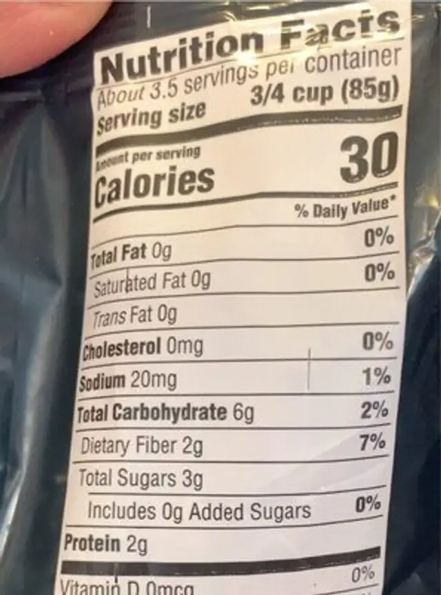 Stir fry blend nutrition facts table
