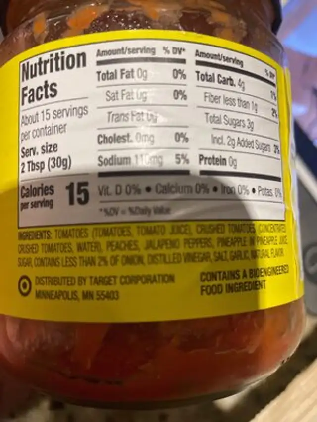 Pineapple Peach ingredients label