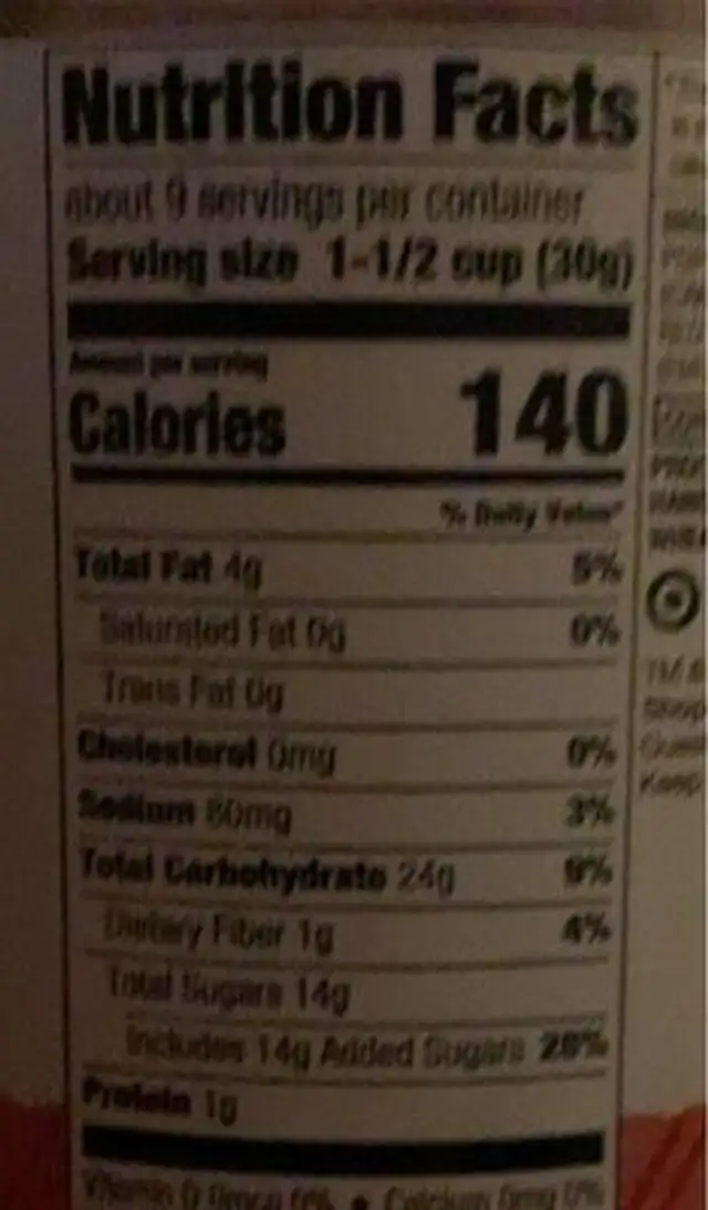 Kettle Corn Peppermint nutrition facts table