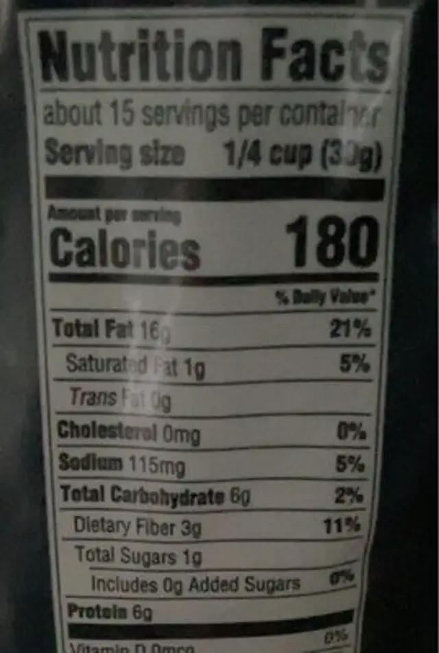 Salted roasted almonds nutrition facts table