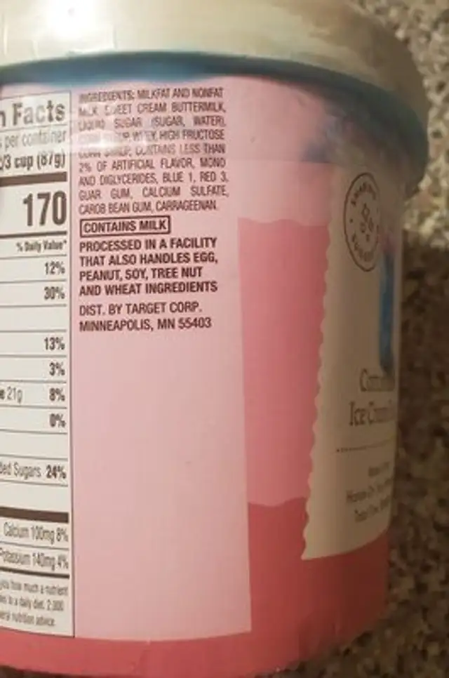 cotton candy ice cream ingredients label