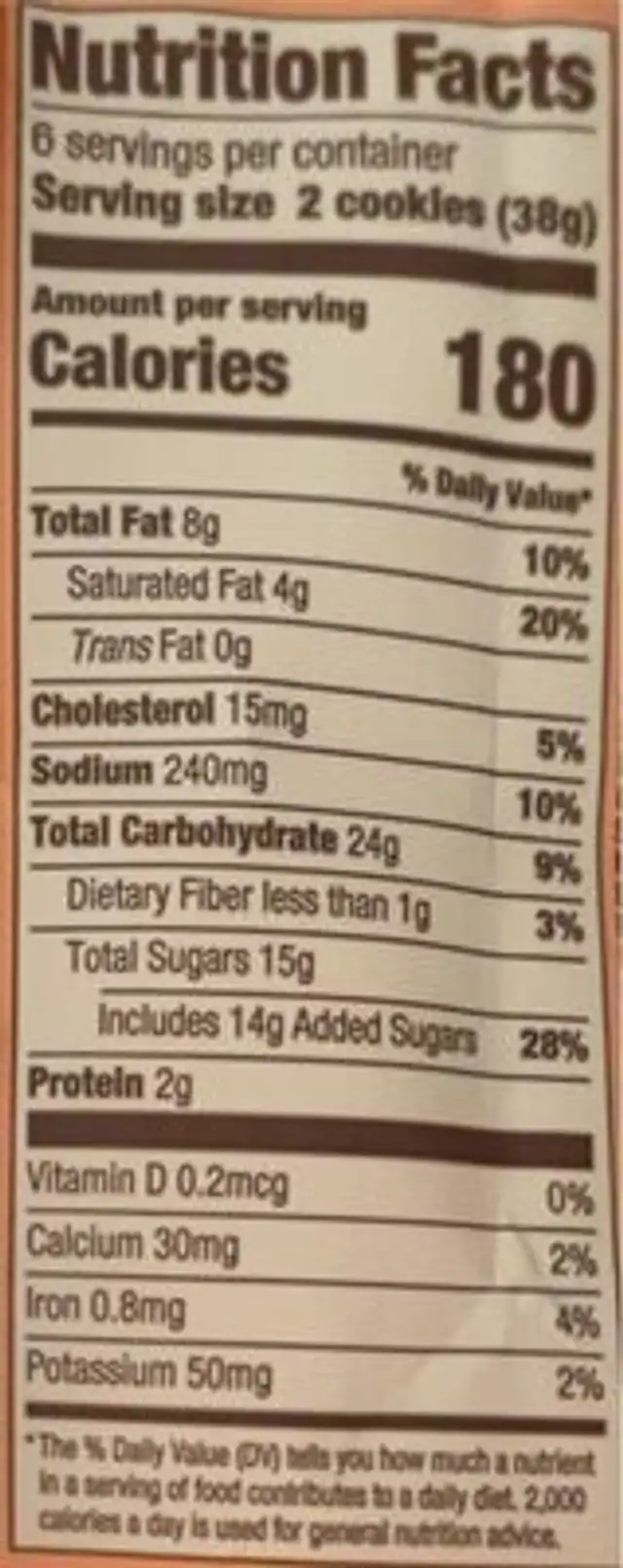 Monster with pecan cookies nutrition facts table