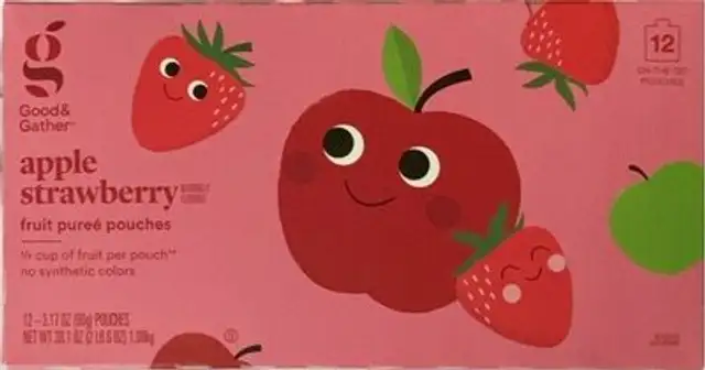 apple strawberry fruit pureé pouches