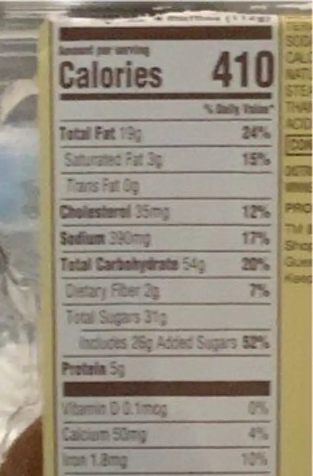 banana mini muffins nutrition facts table