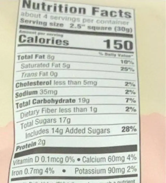 s’mores bark crisps nutrition facts table