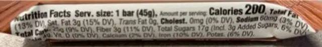 Date & Nut Bar Chocolate Chip Cookie Dough nutrition facts table