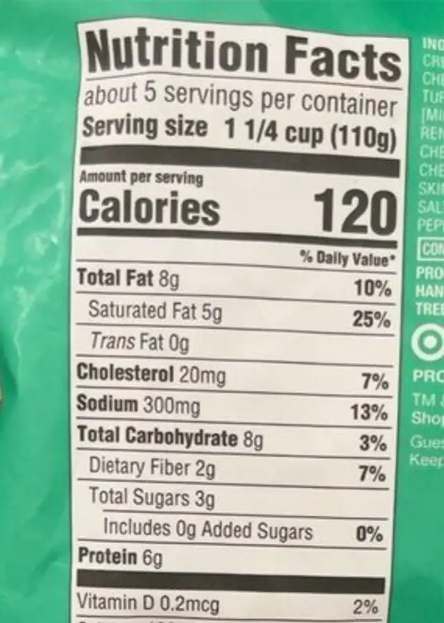Broccoli Bake nutrition facts table