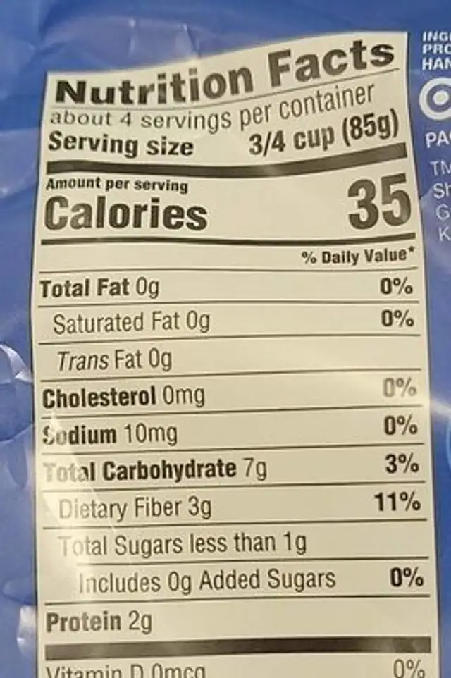 Extra fine green beans nutrition facts table