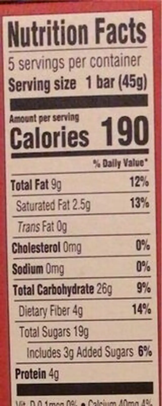 Hot cocoa nutrition facts table