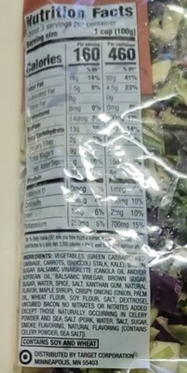 Brown Sugar Balsamic nutrition facts table