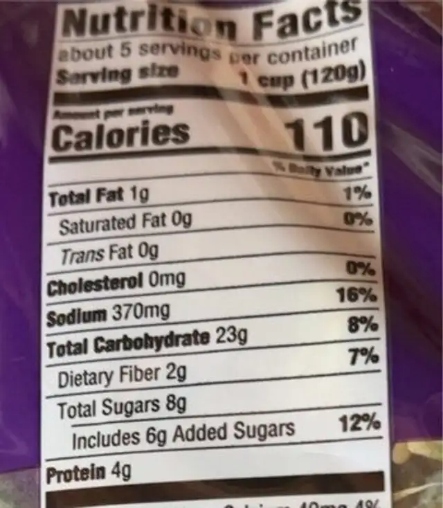 Teriyaki sauté pack nutrition facts table