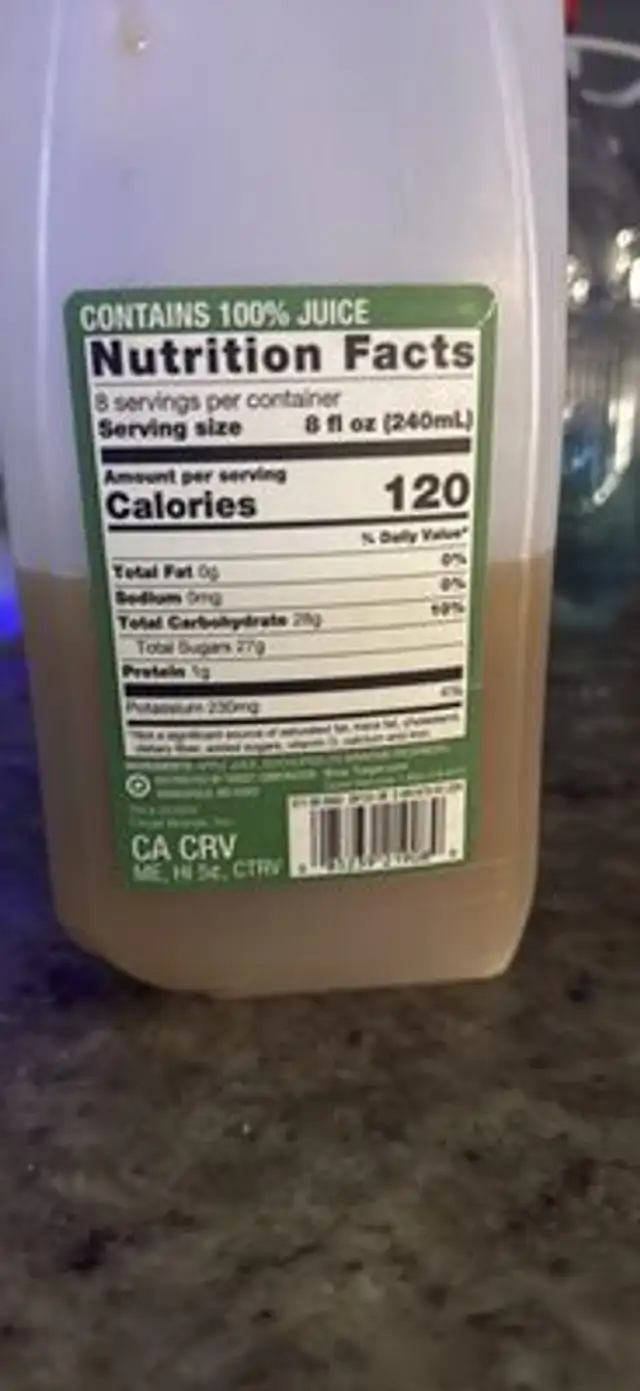 Original Apple Cider nutrition facts table
