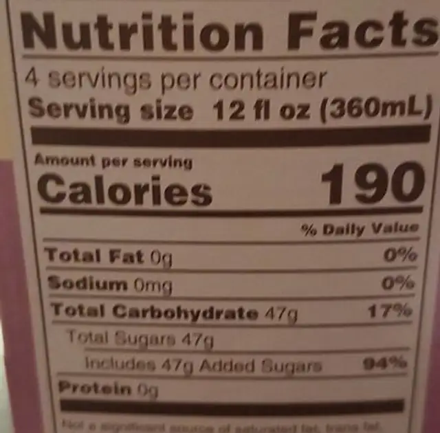 Hibiscus ginger nutrition facts table