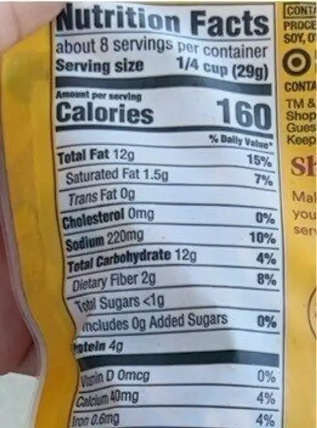 Mexican street corn inspired trail mix nutrition facts table
