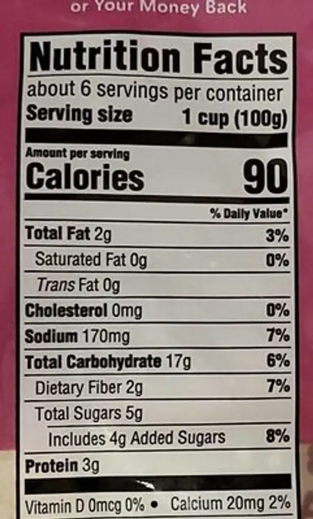 Korean-Style Gochujang Saute Pack nutrition facts table