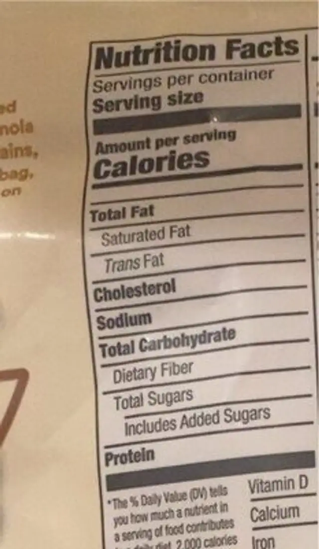 French vanilla almond granolla nutrition facts table