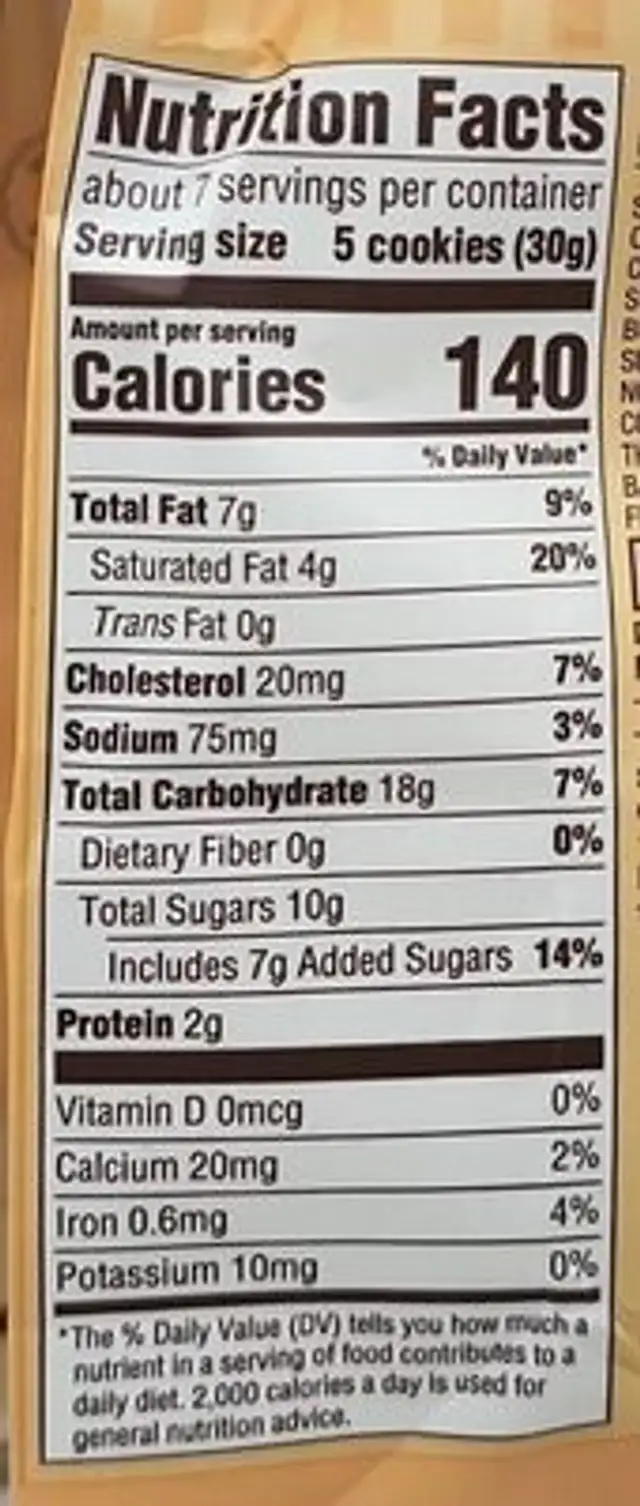 Salted caramel chocolate chip cookie bites nutrition facts table