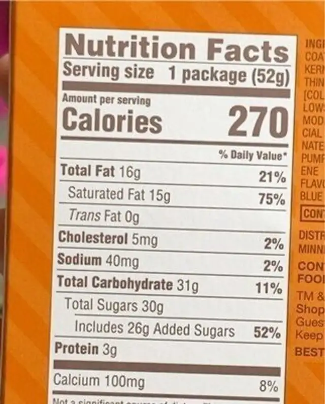 Hot Drink Bomb nutrition facts table