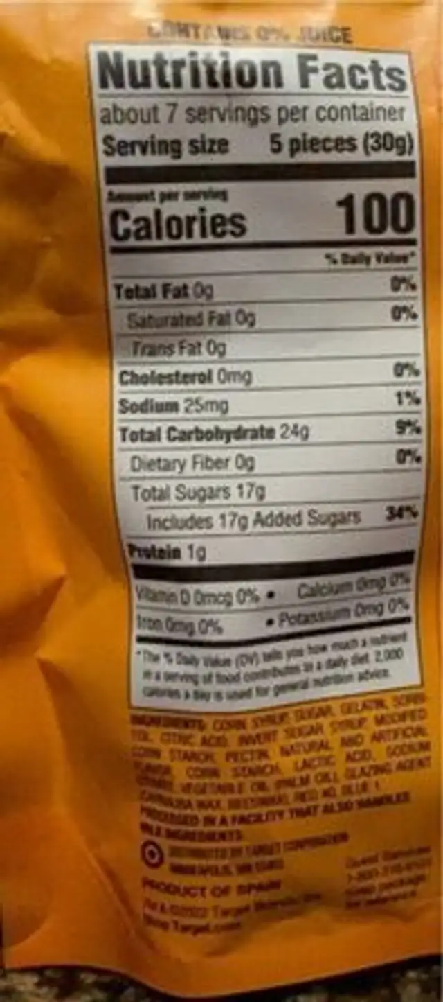 Gummy Brains - Strawberry Flavored nutrition facts table
