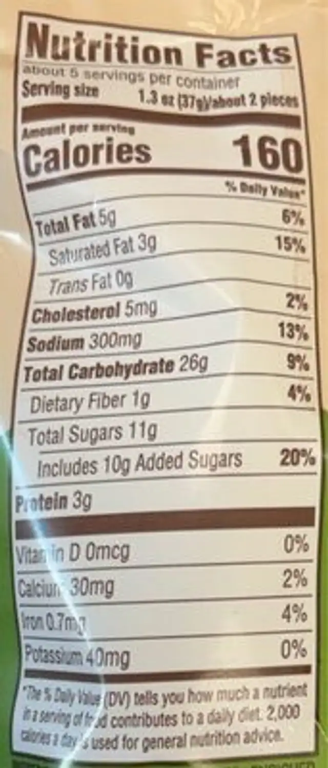 Apple Caramel Crunchy Clusters nutrition facts table
