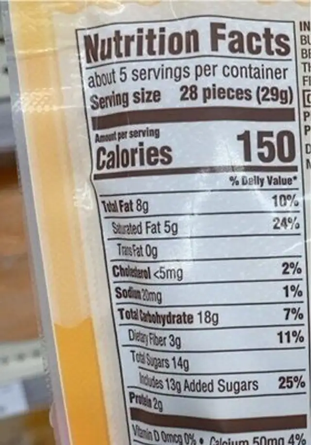 Pumpkin spice white chocolate nutrition facts table
