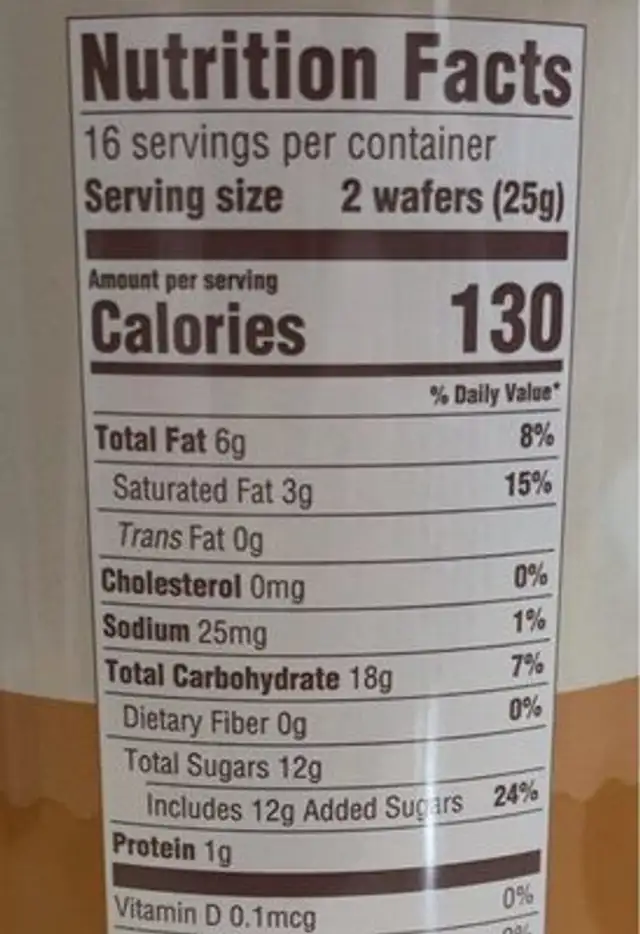 Chocolate Hazelnut Rolled Wafers Tin nutrition facts table
