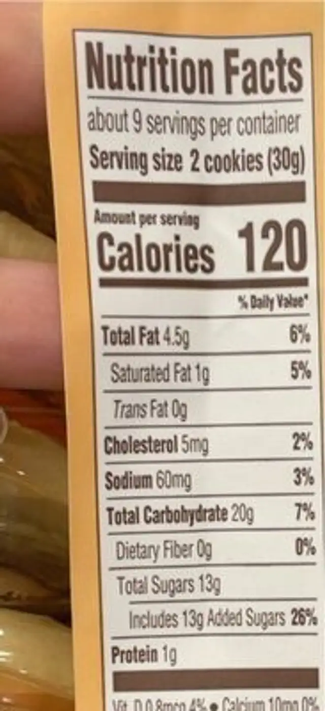 Mini frosted sugar cookies nutrition facts table