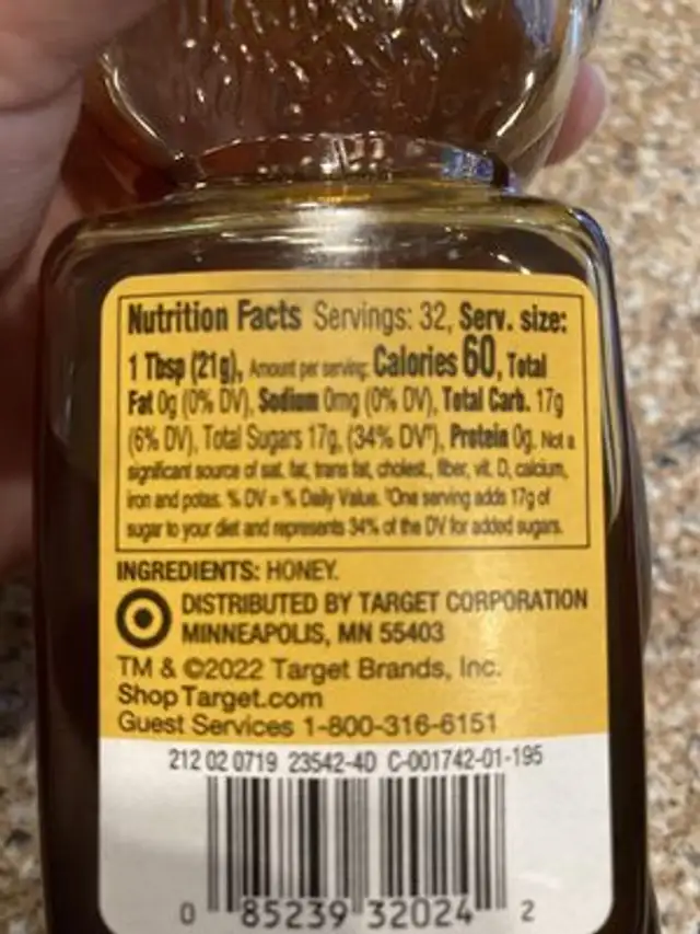 Clover honey ingredients label