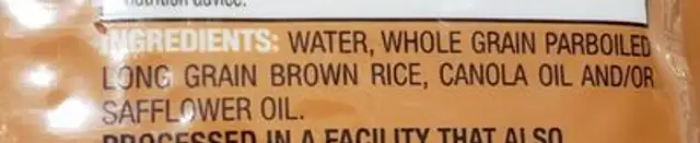 Whole grain brown rice, whole grain ingredients label