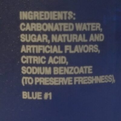 Blueberry Cream ingredients label