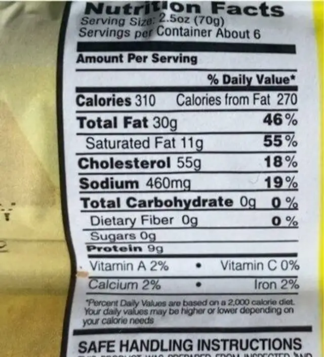 HomeStyle Food Southern Flavor nutrition facts table