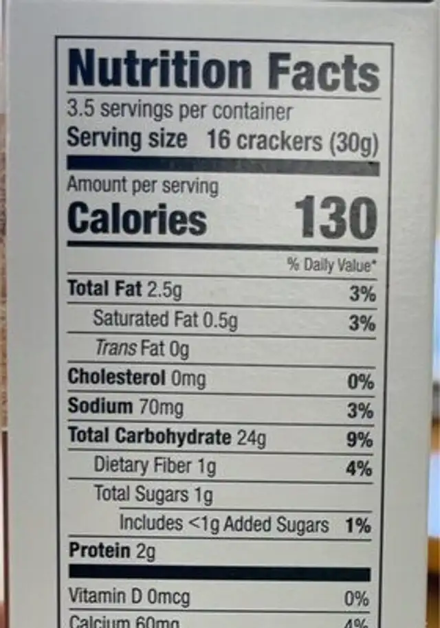 Brown rice cracker nutrition facts table