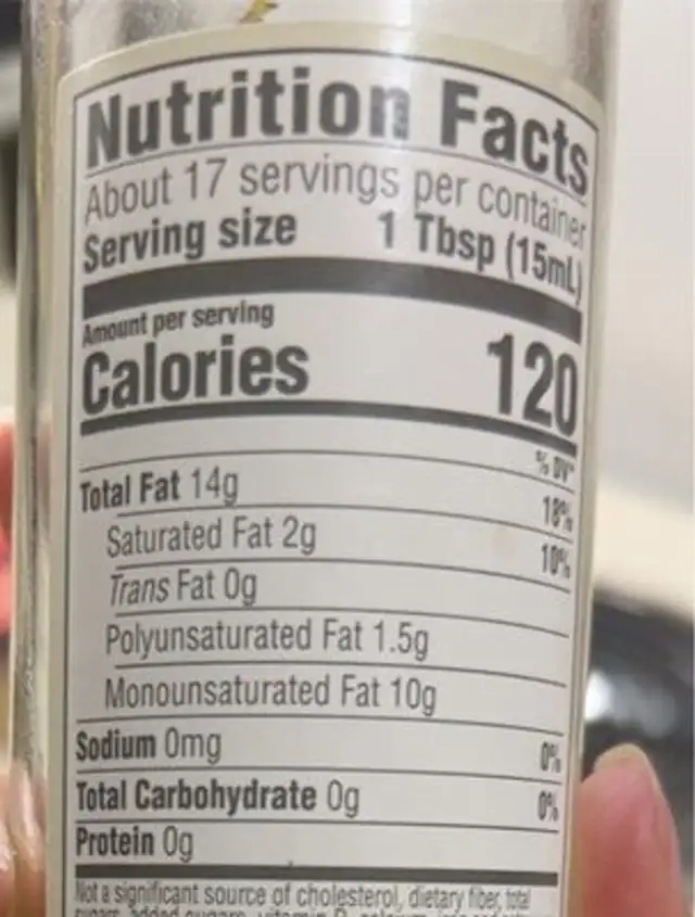 Garlic infused olive oil nutrition facts table