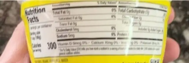 Organic Jasmine Rice nutrition facts table