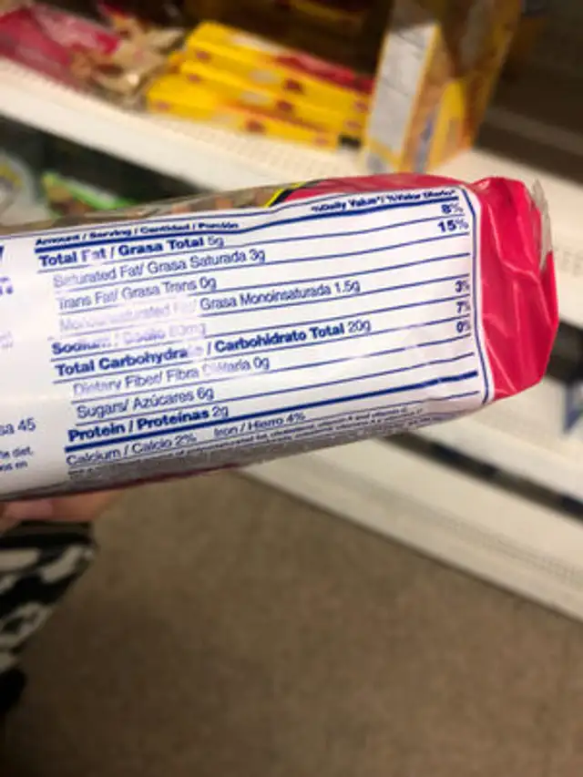 Cookies ingredients label