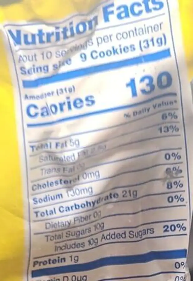 Vanilla wafers nutrition facts table