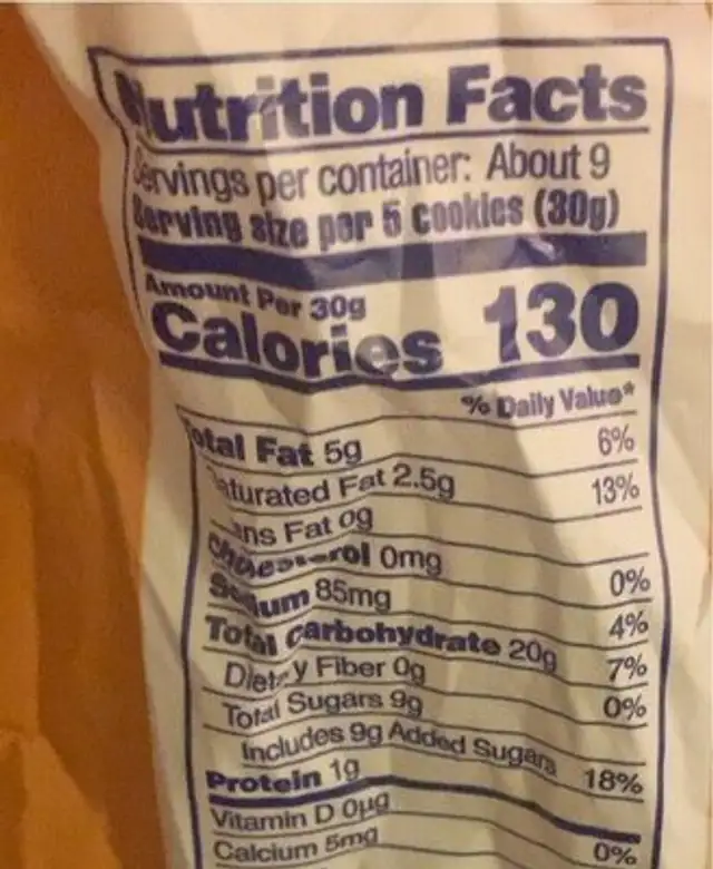 Old fashioned ginger snaps nutrition facts table