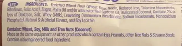 Coconut Macaroon nutrition facts table
