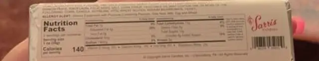 Sarris Salted Pretzel Chocolate Bar nutrition facts table