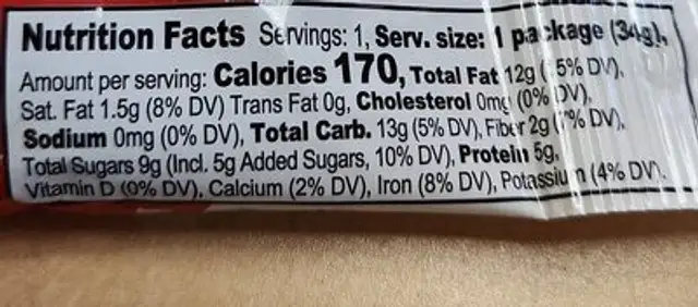 Organic Cranberry Health Mix nutrition facts table