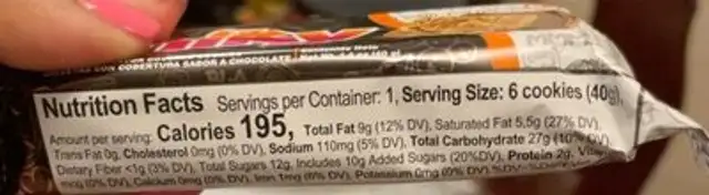 Chiky Cookies nutrition facts table