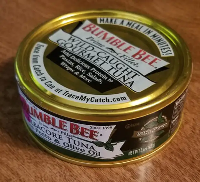 Bumble bee, prime fillet, albacore tuna with pesto & olive oil front packaging